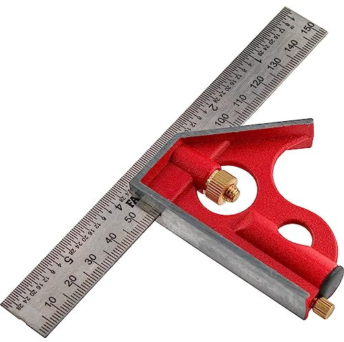 Faithfull Combination Square 150mm (6in) – Multi-Function Measuring & Layout Tool with Stainless Steel Rule, Spirit Level & Marking Scribe for Woodworking & Metalwork