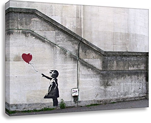 Kunstbruder Banksy Foto auf Leinwand/Always Hope/Kunstdruck Wandbild Leinwandbild (60x80cm)
