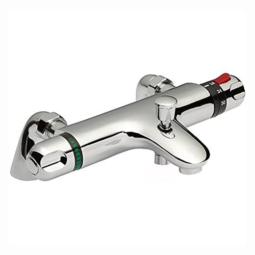 ENKI, Luna, BBT0065, Chrome, Thermostatic Bath Shower Mixer Valve, Deck Mounted, Solid Brass, Anti-Scald Device, Easy to Install Replacement Bath Shower Valve, 1-Year Guarantee