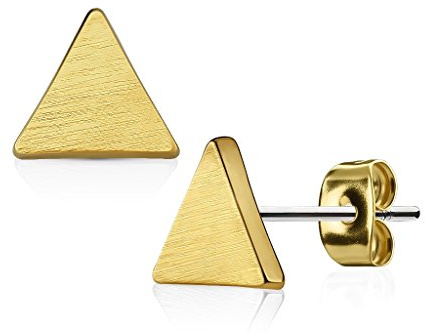 beyoutifulthings Damen 1 Paar Ohringe Ohrringe Set Stecker Edelstahl Chirurgenstahl Dreieck gebürstet silber roségold gold