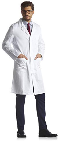 Tecno Hospital - Camice Medico Unisex, 100% Cotone, Bottoni Nascosti, Tasche Anteriori e Taschino, Tessuto Sanforizzato (L)