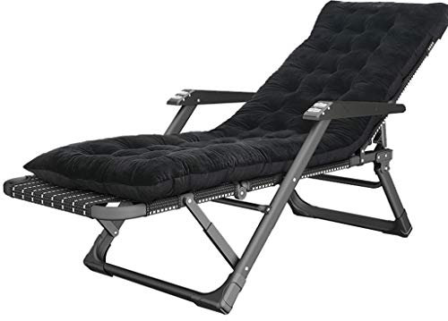 Extrabreit Liegestühle Liegen mit Kissen | Klappbar Gartenstuhl Sonnenliege Relaxliege Hoch Senioren | Saunaliege Liegender Recliner für Kinder Erwachsene Freizeitliege, Schwarz