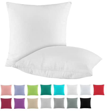 BaSaTex Baumwolle Renforcé Kissenbezug, 2er Pack, 80x80 cm, Weiss | 100% Baumwolle, Öko_Tex Zertifiziert, Reißverschluss