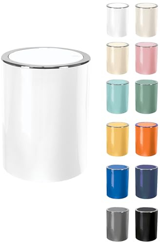 KW Clappe 5Ltr Plastic Swing Bathroom /Kitchen /Small Waste /Office Bin (Polar White)