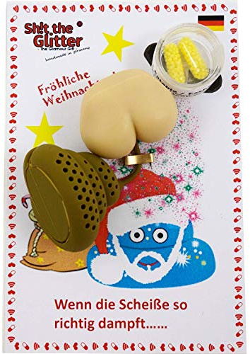 Teesieb im Weihnachts-Design (incl. Karte und „ESSBAREN“ Glitzerpillen/Geschenk/Überraschung/Scherzartikel/Festival/Party/Weihnachtswichteln im berühmten STG design