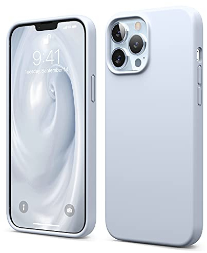 elago Compatible with iPhone 13 Pro Max Case, Liquid Silicone Case, Full Body Screen Camera Protective Cover, Anti-Scratch Soft Microfiber Lining (Light Blue)