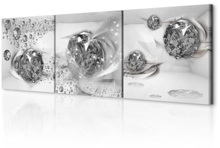 decomonkey Wandbilder Set Abstrakt 120x40 cm 3 Teilig Wandbild Groß Büro | Leinwandbild XXL, Deko, Wohnzimmer, Schlafzimmer, Wanddeko, Leinwand, Pictures For Wall, Poster, Modern, Diamanten, Kugel