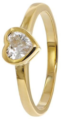 trendor Damenring Gold 333/8K mit Zirkonia Herz 41558 | wunderschöner Ring aus Echtgold für Frauen Verlobungsring Antragsring