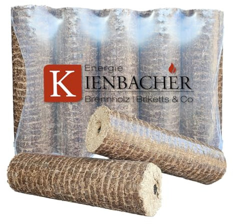Nestro - 10 kg – 120 kg con foro di traino nella confezione bricchette in legno per bruciare camino, forno, riscaldamento, legno, bricchetta, rotonda, energia Kienbacher (60 kg)