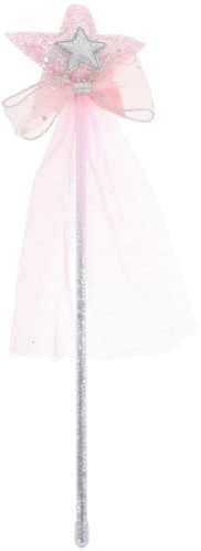 Toyvian Pink Fairy Wand for Girls 13.77In Mesh Gauze Magical Stick Party Prop Birthday Dress-up Accessory Festival