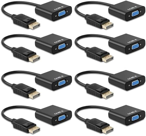Ankey Display Port to VGA Adapter,8 Pack Gold-Plated DisplayPort DP to VGA Converter (Male to Female) for Computer, Desktop, Laptop, PC, Monitor, Projector, HDTV