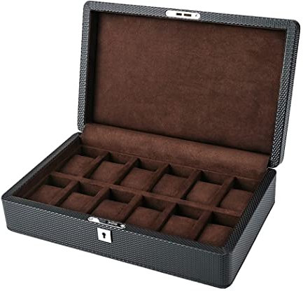 Uhrenkoffer Uhrenrolle Uhrenbox Uhrenschatulle Uhrenbox Aufbewahrungskoffer Uhrenkoffer Reisedisplay 12 Fächer Tragbarer Uhrenbox-Ständer Mit Schloss Uhrenorganisator Uhrenetui Uhren Aufbewahrungsbox