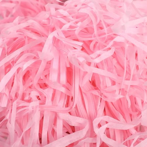 200g Raffia Füllmaterial Geschenk, Rosa Hamper Shreds, Raffia Geschreddertes Papier, Geschenk Füllmaterial für Geschenkbox Dekorations DIY Party Füllung Filling Material Gift Shred Pink