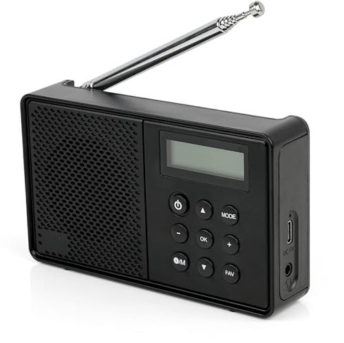 WOVTE DAB+ Digital Radio - Portable, Rechargeable & Mains Powered with Bluetooth, 40 Presets, LED Display, Alarm Clock, Sleep Timer & Headphone Socket