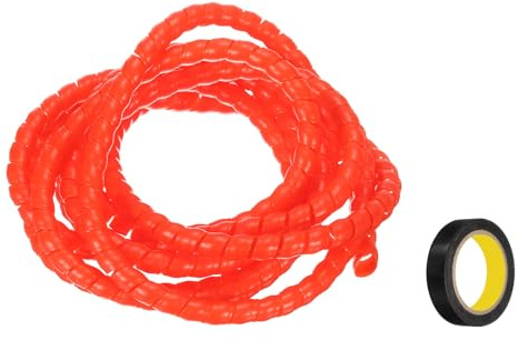 QUARKZMAN Spiral-Kabelschlauch 3 m 8mm Kabelmanagement-Hülle PP-Isolierung Kabelorganisator für Computerkabel Stromkabel Gasrohr Rot mit Klebeband