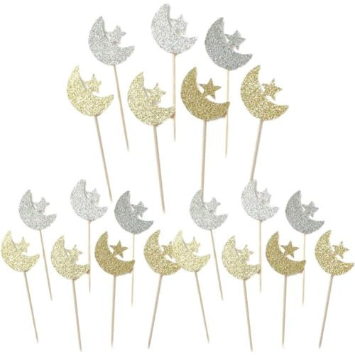 Eid Mubarak Cake Toppers Gold Glitter Ramadan Cupcake Topper Eid -fitr Dessert Dekor Für Islam Muslim Eid Party Supplies
