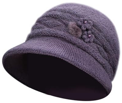 Hut Teenager aus Wolle, warm, gepolstert, Baumwolle Kappe Bedrucken (Purple, One Size)