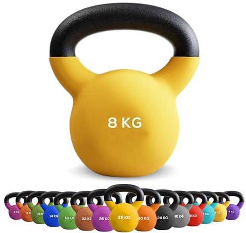 DONATIF Kugelhantel aus Gusseisen für funktionale Übungen zu Hause und Fitnessstudio, Gewichte für Training zu Hause, Kniebeugen, Get-Ups, Swing und Snatch (gelb, 8 kg)