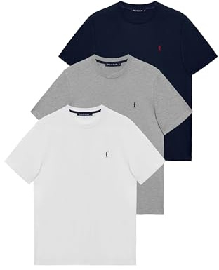 Polo Club - Camiseta de Manga Corta para Hombre, 100% Algodón Premium, Cuello Redondo Clásico, Camiseta Básica Casual, Tallas S a 5XL