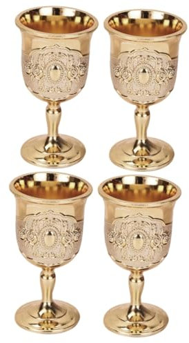 TOPBATHY 4 Pièces Gobelet Vintage Hosties De Communion Coupes à Vin De Style Européen Brumisateur Pour Terrarium Gobelet à Doré Médiéval Porte- Whisky Métal Contenant De