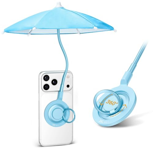 Magnetic Phone Umbrella for Sun,Outdoor Phone Sun Shade Shield with Flexible Angle Design & Rotatable Phone Ring,Umbrella for iPhone 15 14 13 12 Pro Max Plus,Mag-Safe Case & All Phones Anti-Glare BLUE