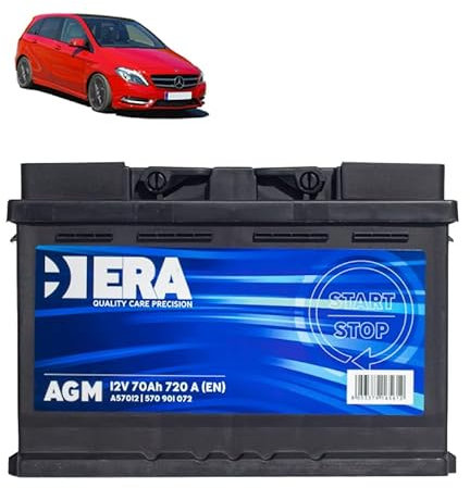 Batteria 70Ah A.G.M. per Mercedes Classe B W246 160 180 200 250 benzina 2011-2018