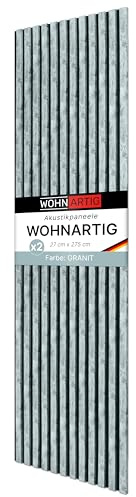 wohnartig® Akustikpaneele 1,485m² - 275cm x 54cm* set - (set = 2 Stück 275cm x 27cm) | Farbe: Granit 867 | Wandverkleidung | Akustikpaneel | Wandpaneele auf filz | Akustikfilz | Lamellenwand
