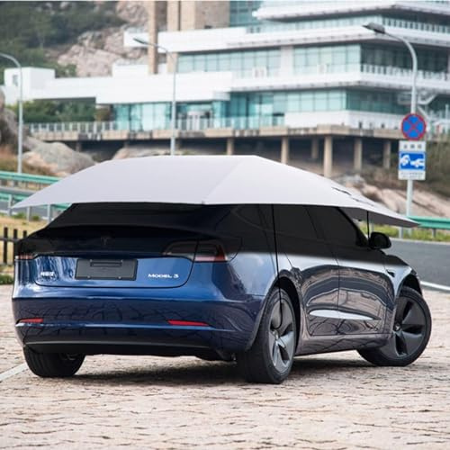 FANYING Car Movable Hood Parasol, Car Clothes, Carport, Sun Shade, Foldable Umbrella Cover, Sun Protection, Oxford Cloth, Protection Against Dust, Rain,Silver-4.5m