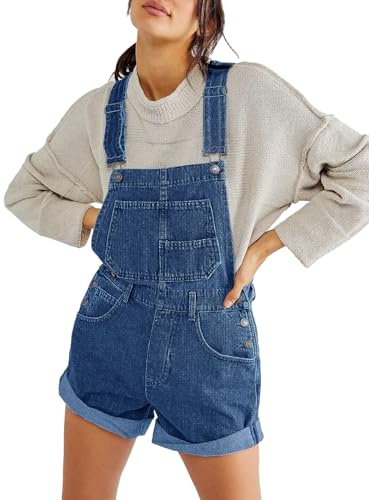 Sukany Pantaloncini da donna casual in denim con spalline regolabili salopette salopette jeans shortalls pagliaccetto pantaloni