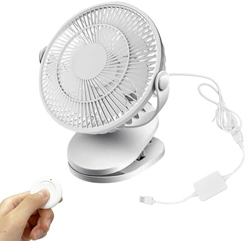 FSLiving Clip ventilator grow, Grow Ventilator mit Fernbedienung,Verstellbarer Winkel mini fan für Growzelt mit oszillierender Funktion,7 Lüfterblätter(GYFS007)