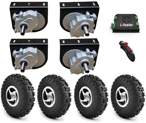 4WD 1000W Kit Quattro Unità 4.10-4 Off Road Pneumatico Set di ruote da 10 pollici per il fai da te 4X4 tosaerba Carriola Carrello (Wheel max speed 4kph)