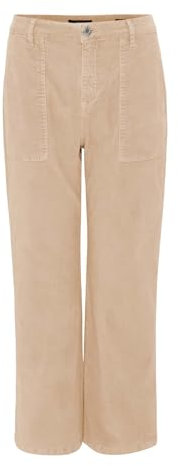 OPUS Damen Wide | Wide Cropped Pants MOKOTI Work High Rise aus Cord Macadamia, 36 L26