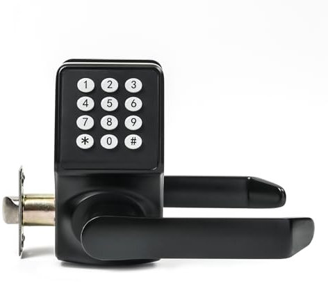 Keypad Door Lock with Handle,Smart Door Lock with Keypads,Door Locks for Front Door, Electronic Door Knob with/IC Card/Passcode/Key,Digital Door Lock with Keypad for Apartment,Office,Black