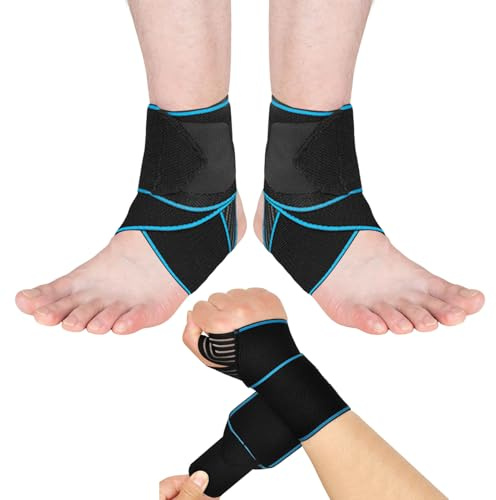 2 Sports Ankle Braces, 1 Sports Wrist Brace, Bandage Wrapping Protective Gear, Anti-Sprain Ankle and Wrist, Football Fitness Protective Gear