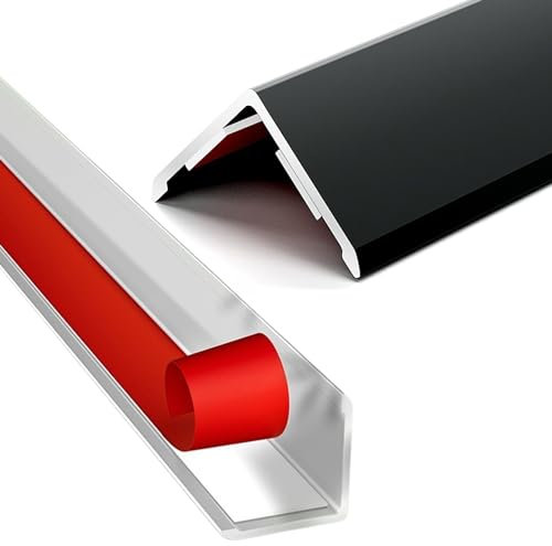Raouoae Bandes en Aluminium pour Bordure Décorative Murale Et Plafond, 3 Pièces, 80-150 Cm, Protection Moulure Métallique pour Plan De Travail, Finition Élégante(Black,L:47.2 W:1.4in)