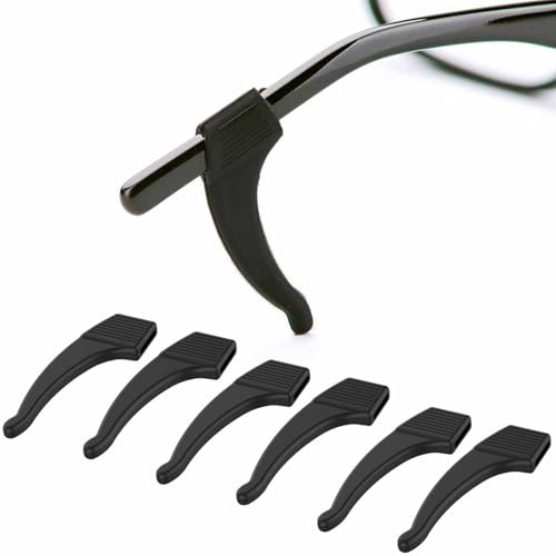 Rutschfeste Brillen-Ohrengriffe – 3 Stück – Stretch-Passform für Sonnenbrillen und Brillenhalter Brillenkette – Brillenzubehör, rutschfeste Brillengriffe, Schwarz , Einheitsgröße