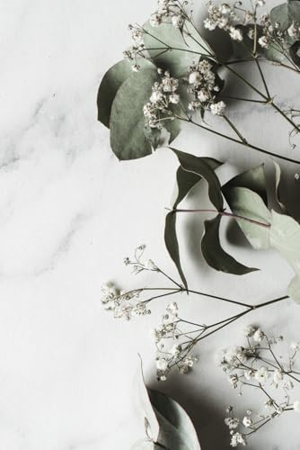 Notizheft: liniert mit Rahmen, 15,24 cm x 22,86 cm/ 6x9 Zoll, 200 Seiten | light marble flowers | Notizen, Journal, Tagebuch, Traumtagebuch, Schule, Uni, Arbeit, Freizeit, Reiselogbuch, Planer, ..