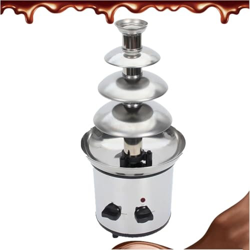 TsoLay Electric Chocolate Fondue Fountain Machine, 4 Tier Stainless Steel Chocolate Fountain, Melting, Warming and Keep Warm, 4-Pound Capacity for Chocolate, Candy, Butter, Cheese