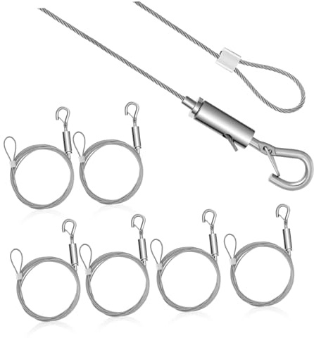 HOMSFOU 6pezzi Cavo Acciaio Inossidabile Con Gancio Di Sicurezza Da Filo Per Appendere Foto e Decorazioni Capacità Di Carico Versatile Per Casa e Ufficio