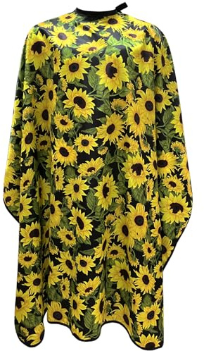 Mantelle da parrucchiere per parrucchieri, con bottoni automatici, impermeabili, 160 x 147 cm, girasoli, Multicolore, 63*56