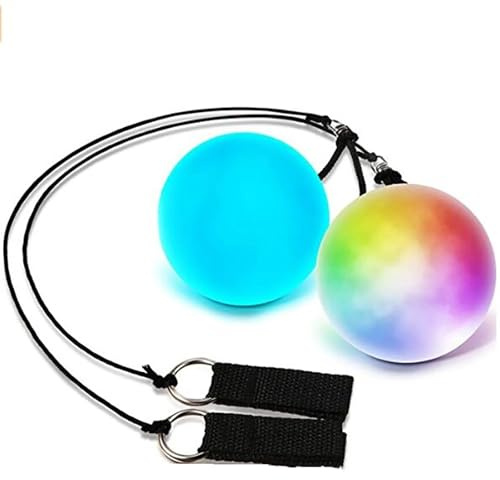 SYWLKJ 2 PCS LED Poi Balls, Boules Poi LED, Balle de jonglage Lumineuse, avec Couleurs Arc-en-Ciel et Effet stroboscopique, pour Danse, Spectacle Lumineux, Rave, Débutants et Professionnels