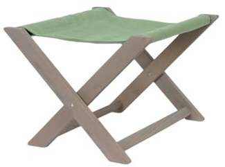 Gartenhocker Klapphocker aus Buchenholz mit grüner Polypropylen-Sitzfläche - zusammenklappbar, kompakt, robust für den Außenbereich - Fußstütze Camping oder extra Sitzgelegenheit - Made in Italy