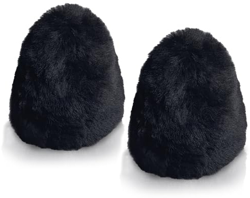 JOUNJIP Dual Wool Buffer Replacement Covers - Handmade 100% Lambswool Polisher Bonnets - for 2.5 x 3.5 Inch Buffing Cones (2pack Black)