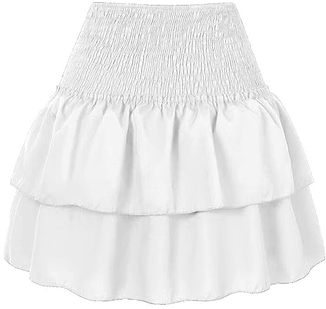 Films pour adultes, jupe à volants, jupe imprimée, jupe en dentelle plissée à la mode, princesse pour fille, Blanc., S