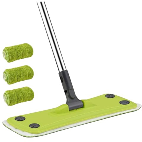 ORFOFE Serpillière Microfibre Rotative pour Sol Parquet et Stratifié Balai Franges Réutilisable avec Coussinets Lavables Nettoyage Humide et Sec Facile sans Effort