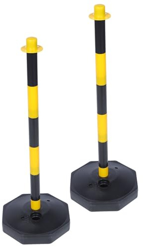 SHINEOFI 2 pièces Poteaux Barrière de Stationnement Plastique avec Base Creuse Lestée Cônes de Signalisation Jaune et Noir pour Assistance Garage et Guidage Circulation