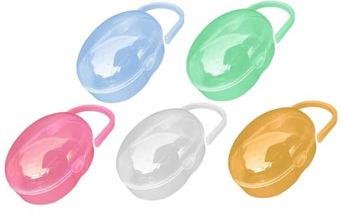 Pacifier Case, 5Pcs Pacifier Case BPA Free Dustproof Portable Holder with Handle Lightweight Dummy Box for Diaper Bag Home Travel Outdoor