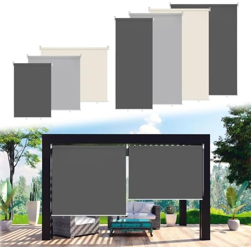 Fogmiea Senkrechtmarkise Vertikalmarkise 180x140cm, Sonnenschutz Sichtschutz Windschutz Balkonmarkise, Beschattung Wasserfest Balkonrollo, für Balkon Terrasse Garten Pavillon (Anthrazit, 1 Stück)