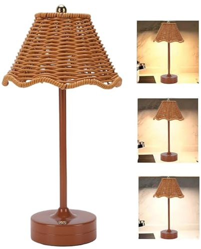 Lampada Tavolo Rattan, Lampade Comodino Vintage Viminis Controllo Touch, Lampada Tavolo Senza Fili Rattan per Soggiorno, Lampade Scrivania Ricaricabili LED Paralume Viminis, per Arredamento Casa