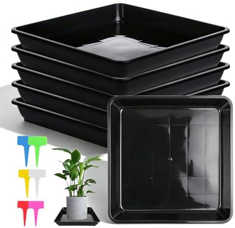 6 Stück Untersetzer Blumentopf Eckig, 30X30cm Blumentopf Untersetzer Pflanzen Untersetzer-Set Quadratisch Unterteller Blumentöpfe Etikett Plastik Pflanzenuntersetzer für Outdoor Indoor Pflanzkübe